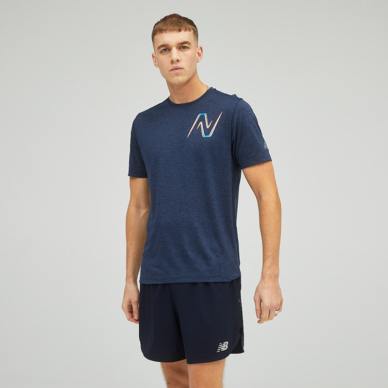 MT21277 חולצת ריצה שרוול קצר בצבע נייבי 
